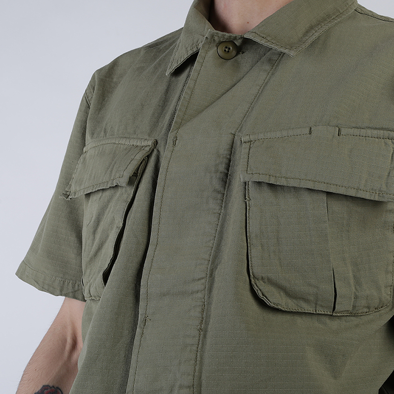 мужская зеленая рубашка Stussy Jungle Shirt 1110036-olive - цена, описание, фото 2